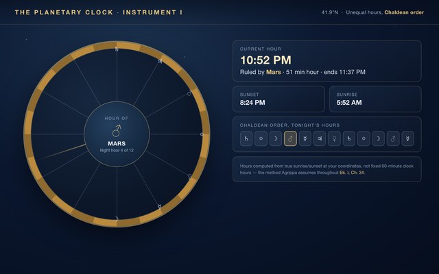 Design mockup for The Planetary Clock