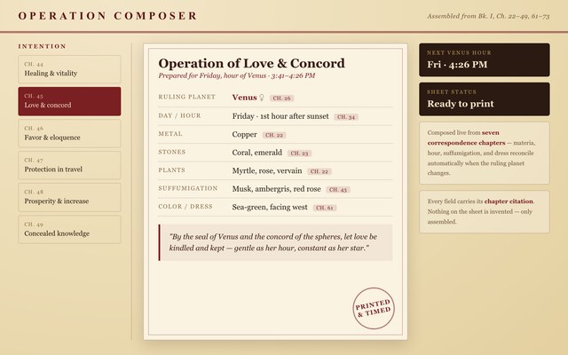 Design mockup for The Operation Composer