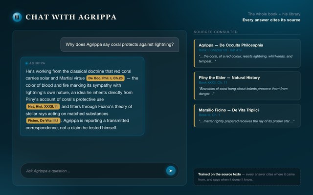 Design mockup for Chat With Agrippa