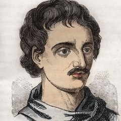 Hand-colored engraved portrait of Giordano Bruno